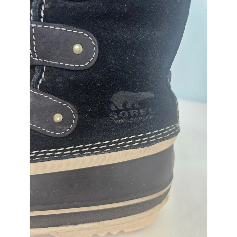 Sorel Joan of Arctic Snow Boot Women 8 Black Faux Fur Waterproof NL1540